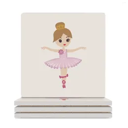 Table Mats Little Ballet Dancer Ceramic Coasters (Square) Personalise Anti Slip Black Tile