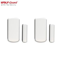 Detector 2Pcs WolfGuard Wireless Contact Door Window Magnet Sensor Detector Accessories for Home Alarm Security System White 433MHz