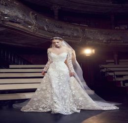 Elie Saab Wedding Dresses With Long Sleeve Tulle Lace Applique Illusion Jewel Neck Country Wedding Gowns Sweep Train Elegant Brida1482202