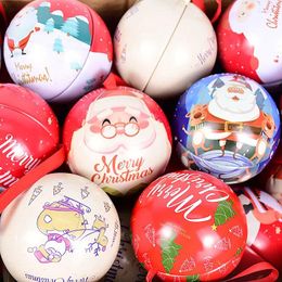 Gift Wrap 1/2Pcs Metal Christmas Ball Box Santa Claus Packing Bag Tree Decoration Pendant Xmas Navidad 2024 Year