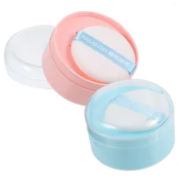 Storage Bottles 2 Pcs Baby Skin Care Body Powder Puff Case Container Puffs Loose Crystal Velvet