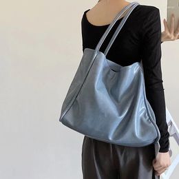 Evening Bags In Women Underarm Shoulder Bag Large Capacity Glossy Leather Tptes Female Casual Haze Blue Handbag Student Book