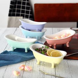 Bowls Colorful Mcaron Bathtub Ceramic Baking Bowl Ice Cream Dessert Specialty Restaurant Fruits Salad Snack Container Sauce Cup