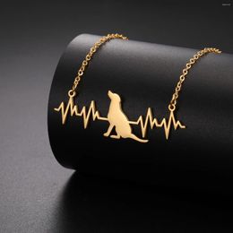 Pendant Necklaces Cazador Heartbeat Dog Puppy Women's Stainless Steel Necklace Gold Colour Charm Christmas Gift Jewellery Wholesale 2024