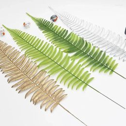 Decorative Flowers Gold Simulation Fern Leaf Artificial Flower Home Decor Grass Green Plant Persian Leaves For DIY Wedding Christmas