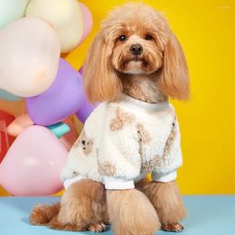 Dog Apparel Fashion Clothes Cute Bear Print Pet Plush Sweatshirt Autumn Winter Warm Cat For Teddy Bichon