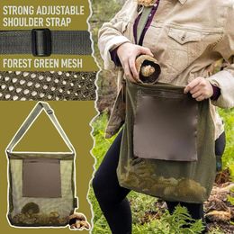 Storage Bags 43 40cm Polyester Mushroom Foraging Bag Hands-Free Picking Mesh Design With Front Pocket Camping Organiser