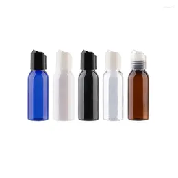 Storage Bottles (100pcs/lot)30ml Empty White PET Cosmetic Container With Press Cap 1OZ Travel Size Plastic Disc Top