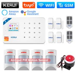 Kits KERUI W181 System alarmowy zestaw domowy WIFI GSM Tuya inteligentny dom wsparcie Alexa Antipet czujnik ruchu czujnik drzwi 120DB