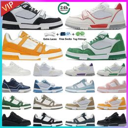 with Box Men Women Casual Shoes Leather Lace Up Veet Suede Black White Pink Red Blue Yellow Green Mens Womens Trainers Sports Sneakers Outdoor Platform Shoe dhgate