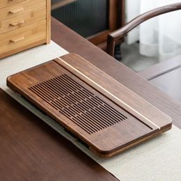 Tea Trays Heavy Bamboo Tray Large Household Japanese Table Simple Whole Sea Drainage Storage Rectangular Shape