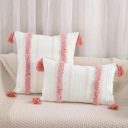 Pillow Durable Pillowcase Boho Farmhouse Decor Tufted Throw Case With Tassels Cotton Linen Sofa Bedroom Decoration For Modern