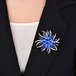Brooches Light Luxury Brooch Blue Zircon Sunflower Corsage Women's Suit Lapel Metal Pins Jewelry Accessories Gifts For Women