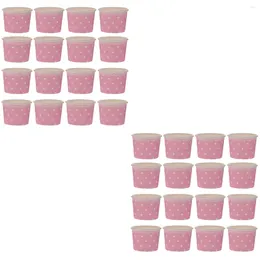 Disposable Cups Straws 100 Pcs Ice Cream Dessert Paper Jelly Pink Plates Pudding Food Containers Sushi Box