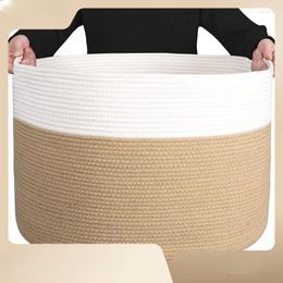 Laundry Bags Large Storage Basket 22" X 14" Cotton Rope Material Living Room Toy With Handle Clothes 90 L