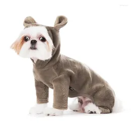 Dog Apparel Pets Dogs Cats Spring And Autumn Outfits Bear Ear Cute Plush Jackets Teddy Small Medium-sized Four Legged Clothes