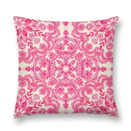 Pillow Pink & Soft Cream Folk Art Pattern Throw Cover Sitting