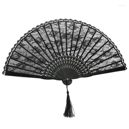 Decorative Figurines Black Spanish Victorian Hand Fan For Wedding Party Favour Fancy Dress Exquisite Double Layer Lace Japanese Folding 2024