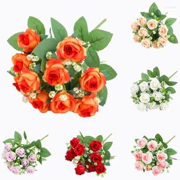 Decorative Flowers Romantic Fake Rose Bouquet Artificial DIY Silk Gift Wedding Home Flower Valentine's Day Party Decoration