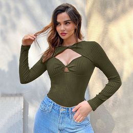 Women's Clothing 2024 Autumn/winter Design Sense Hollow Out Long Sleeved Knitted Sweater with A Niche Slim Fit Short Top Underneath