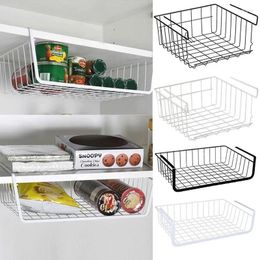 Hooks 1PC Home Storage Basket Kitchen Multifunctional Rack Under Cabinet Shelf Wire Organizer