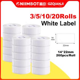 Paper Niimbot D11 D101 White Sticker Label Paper Official Paper Roll 14x22mm 260pcs 3/5/10/20 Set for Printer Maker Machine USE Print