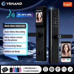 Lock YRHAND Tuya Wifi Video intercom Waterproof Fingerprint Smart Lock Electronic Intelligent Biometric Code Digital Smart Door Lock