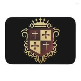 Carpets Personalized Medieval Warrior Knights Templar Cross Doormat Mat Crusader Coat Of Arms Kitchen Bathroom Living Room Rug Carpet