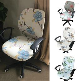 Chair Covers 1 Set Computer Coverings Removable Office Flower Printed Stretch Rotating Cover Home Decor