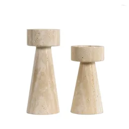 Candle Holders Wabi-sabi Candlestick Modern Natural Stone Travertine Holder Room Home Wedding Decorative Objects