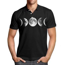 Men's Astronaut Series Printed POLO Shirt Flip Collar Pullover Fashion Short Sleeved Top Summer Short Sleeved T-shirt