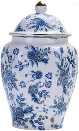 Vases Ceramic Ginger Jar With Lid Blue White Porcelain Light Luxury Vase For Dining Room Style B