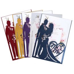 10pcs Bride And Groom Laser Cut Wedding Invitations Card Heart Greeting Card Valentines Day Bridal Shower Wedding Party Favor 240323