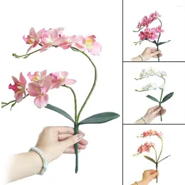 Decorative Flowers Artificial Orchid Flower Stems Simulation Butterfly Bouquet Fake Plants Silk Wedding Party Home Decor 1Pc