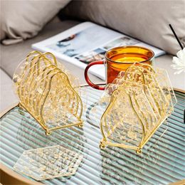 Table Mats 1SET Acrylic Coasters Luxury Gold Foil Bowl Mat Creative Household Insulation Teapot Tea Ceremony Decor