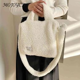 Evening Bags Plush Ladies Handbag Milky White Autumn Winter Top-handle Warm Soft Casual Fashion Portable Simple For Weekend Vacation