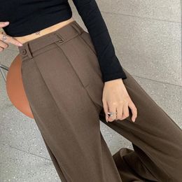 Women's Pants Spring Summer High Waist Casual Wide Leg Solid Korean 2024 Fashionable Button Loose Trousers Female