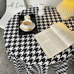 Table Cloth Tea Tablecloth Vintage Black And White Checkerboard Chequered Round