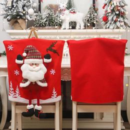 Chair Covers Christmas Cover 3D Santa Claus Elk Snowflake Seat Decoration Year Decor For Home Dining Room
