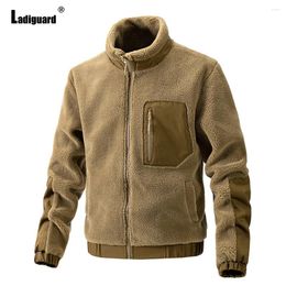 Men's Jackets Plus Size 3xl Men Casual Plush 2024 Winter Cashmere Coats Mens Patchwork Tops Outerwear Vintage Zipper Pocket Jacket