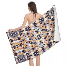 Towel Black & Yellow Geometric Polygon 80x130cm Bath Soft And Skin-friendly Suitable For Picnic