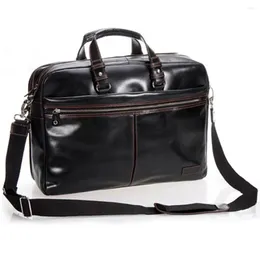 Wallets Luxury Genuine Leather Men Briefcase Business Bag Male 15.6"Laptop Portfolia Attache Case Office Tote Handbag Black M098