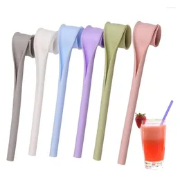 Disposable Cups Straws Reusable Silicone Drinking Openable And Washable Boba 6pcs/set Food Grade Long Snap For Any Bottles