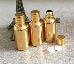 Storage Bottles 50pieces 30ml High Temperature Gold Plated Dropper Bottle 1 Ounce Container Essentical Oil Wholesale