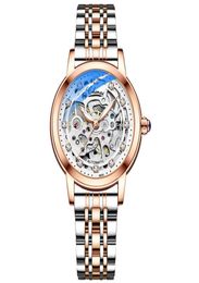 Women Automatic Mechanical Watch Top Brand Luxury Stainless Steel Waterproof Wrist Watch Ladies Skeleton Tourbillon Clock225H7130492