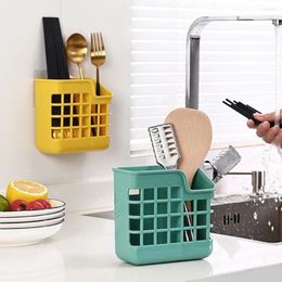 Kitchen Storage Plastic Chopsticks Cage Practical Hollow Wall Hanging Cutlery Drainer Spoon Fork Holder For