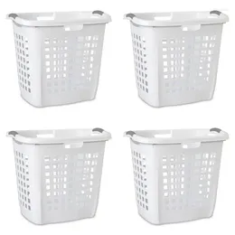 Laundry Bags Easy Carry Plastic Hamper White Set Of 4