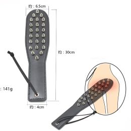 Toys Leather Oval Spanking Paddle Slapper with Rivet Beat Spanking Paddle Bdsm Cosplay Game Sm Flirting Sex Toys for Couples