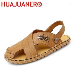 Sandals Handmade Leather Men's Classic Roman Sandalias Comfortable Casual Summer Shoes Outdoor Beach Men Slippers Sneakers