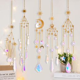 Decorative Figurines Hanging Crystal Moon Catcher Pendants Wind Chimes Rainbow Garden Decoration Home Car Window Maker Orname N8v7